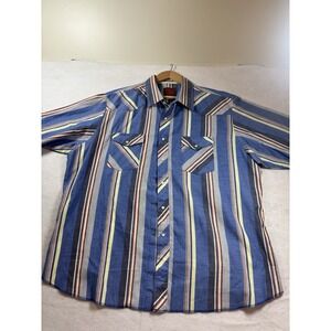 Rustler Pearl Snap Shirt Men 2XL Plaid Western X Long Tails Cowboy Rodeo